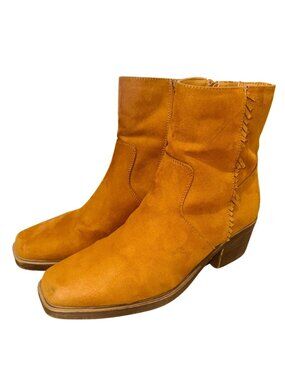 SO Camel Faux Suede Fringe Ankle Western Boots Womens 8.5 Boho Cowgirl Booties